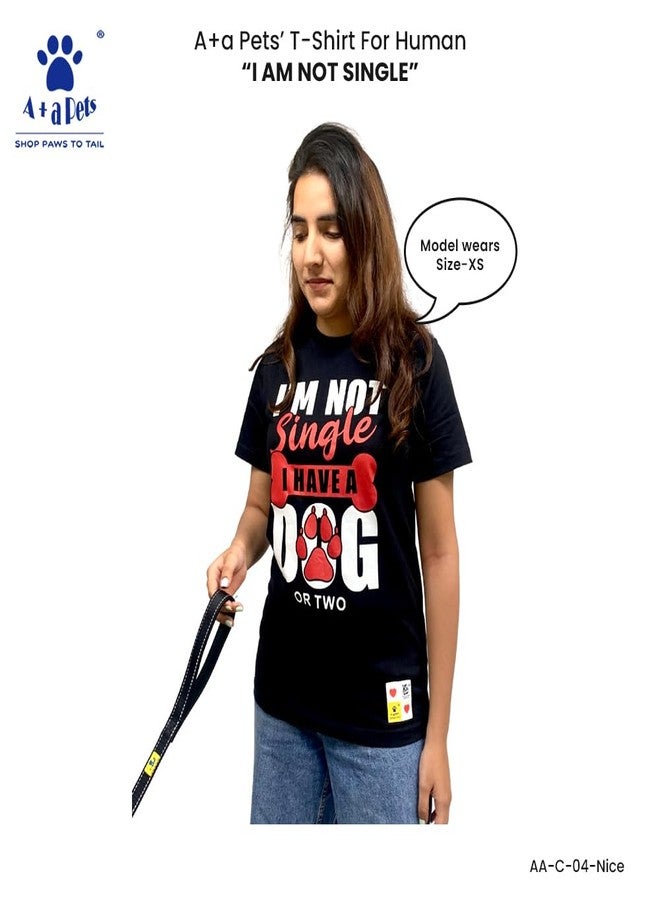 A+a Pets' Graphic Printed Premium T-Shirt for Human(Unisex) 'NSD' & Pets(Dog & Cat) 'Naughty' | Half Sleeve Round Neck | Light Weight Costumes | Cotton (Human - M, Pet - 4XL, BlackH & BrownP) - Image 5